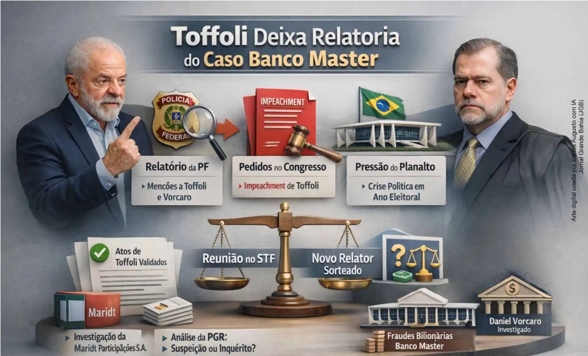 STF anuncia afastamento de Toffoli da relatoria do caso Banco Master após a PF pedir a Fachin a suspeição do ministro